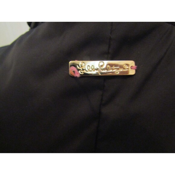 Lilly Pulitzer Isabelle Down Puffer Vest Womens Black Jacket Tropical Lining XS - Picture 8 of 14